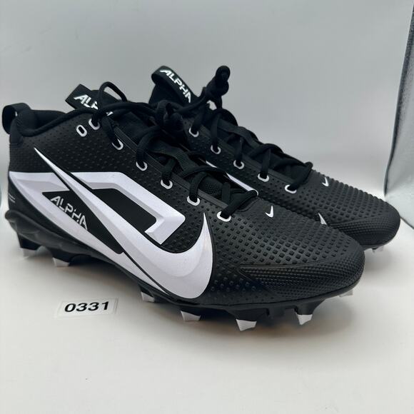 NIKE Men's 14 WIDE Alpha Menace 4 Football Cleats Black/White HM8435-001 - Picture 3 of 7
